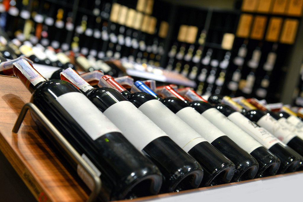 A set of wines ready for sale