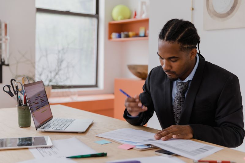 a business executive working on his desk